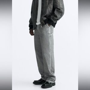 Zara washed finish carpenter pants in gray